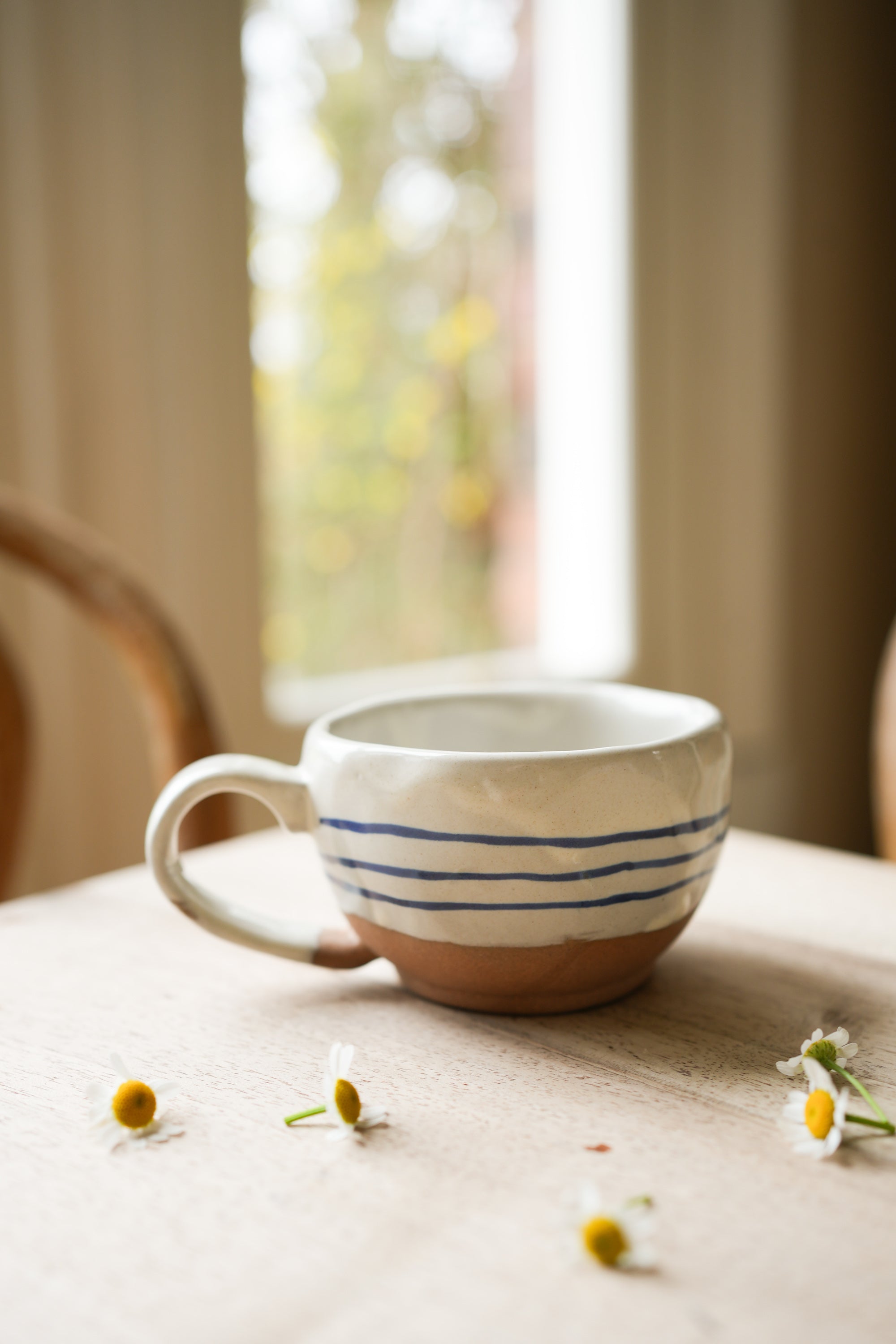 Hand Painted Breton Stripe Tea Cup | Ink