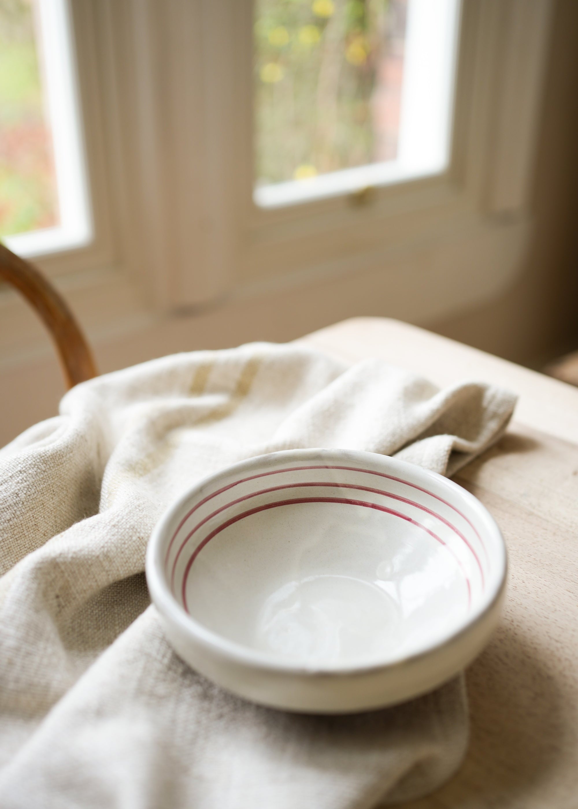 Hand Painted Breton Stripe Snack Bowl | Brick