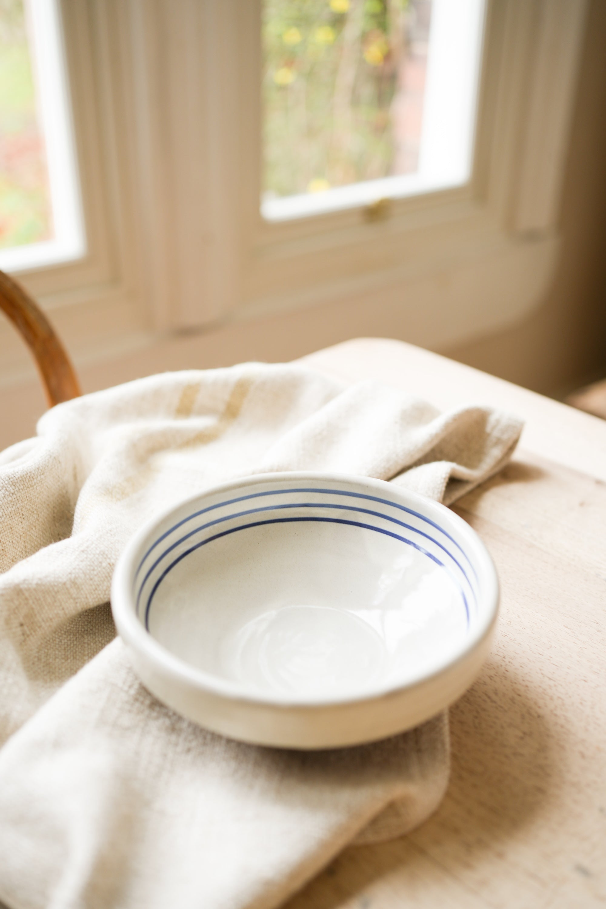 Hand Painted Breton Stripe Snack Bowl | Ink