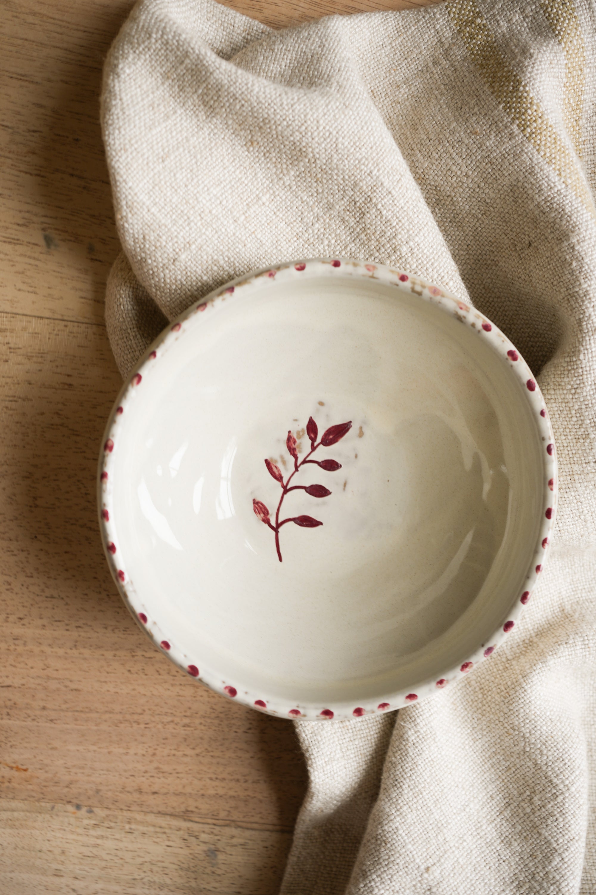 Hand Painted Botanic Snack Bowl | Brick