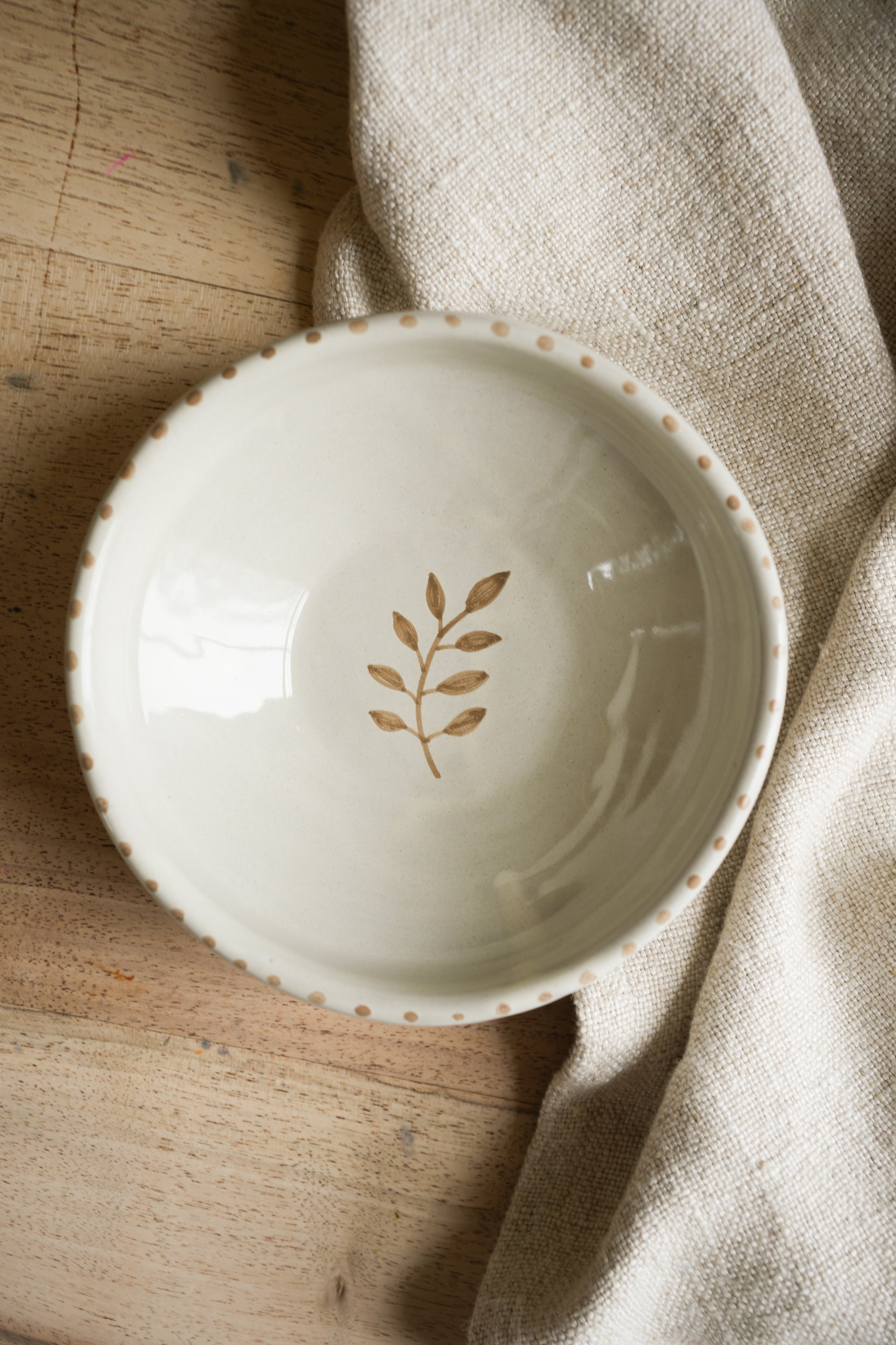 Hand Painted Botanic Snack Bowl | Taupe