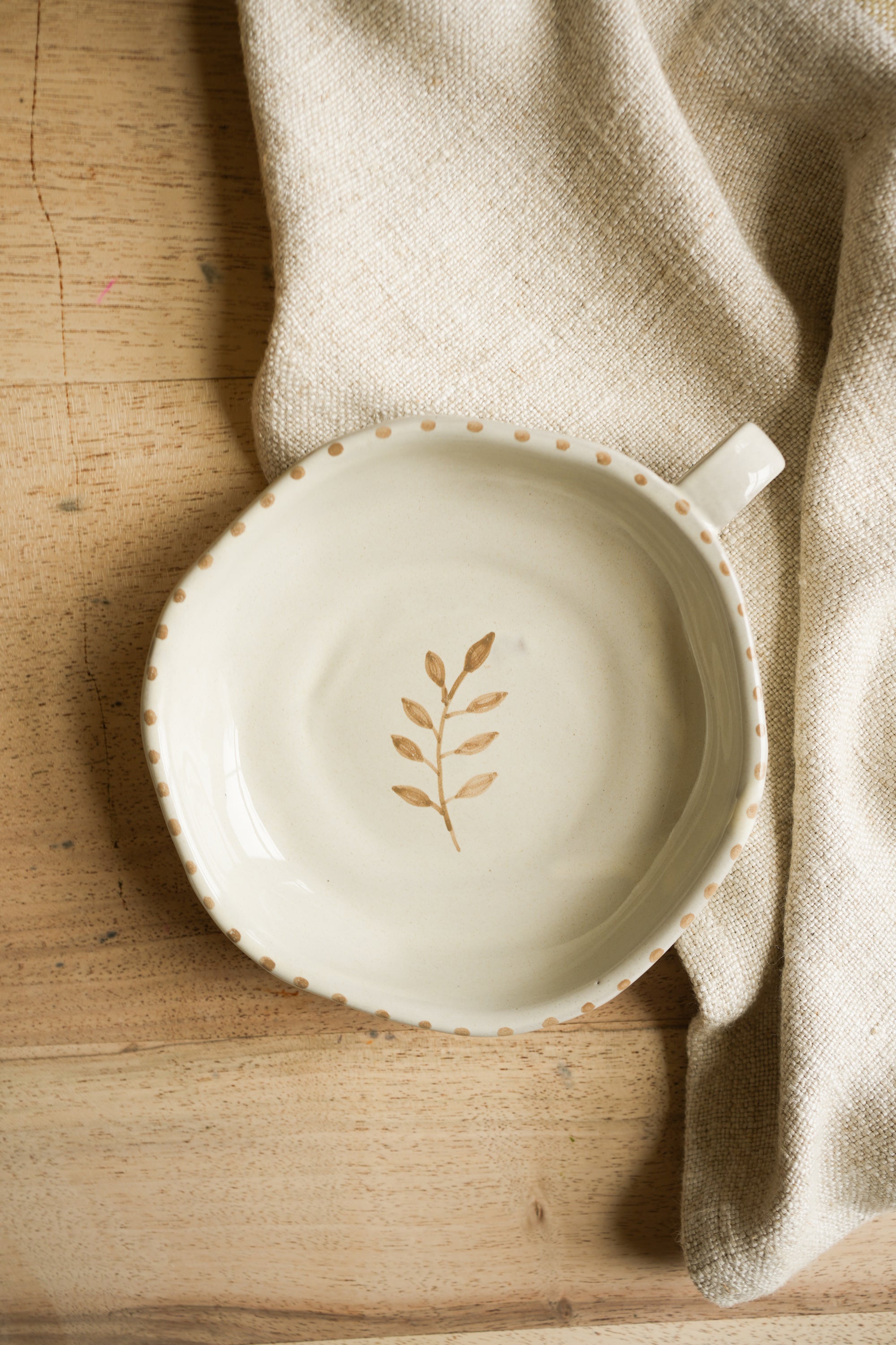 Hand Painted Botanic Dish | Taupe