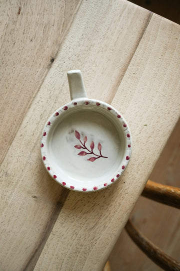 Hand Painted Botanic Olive Dish Bowl - Brick