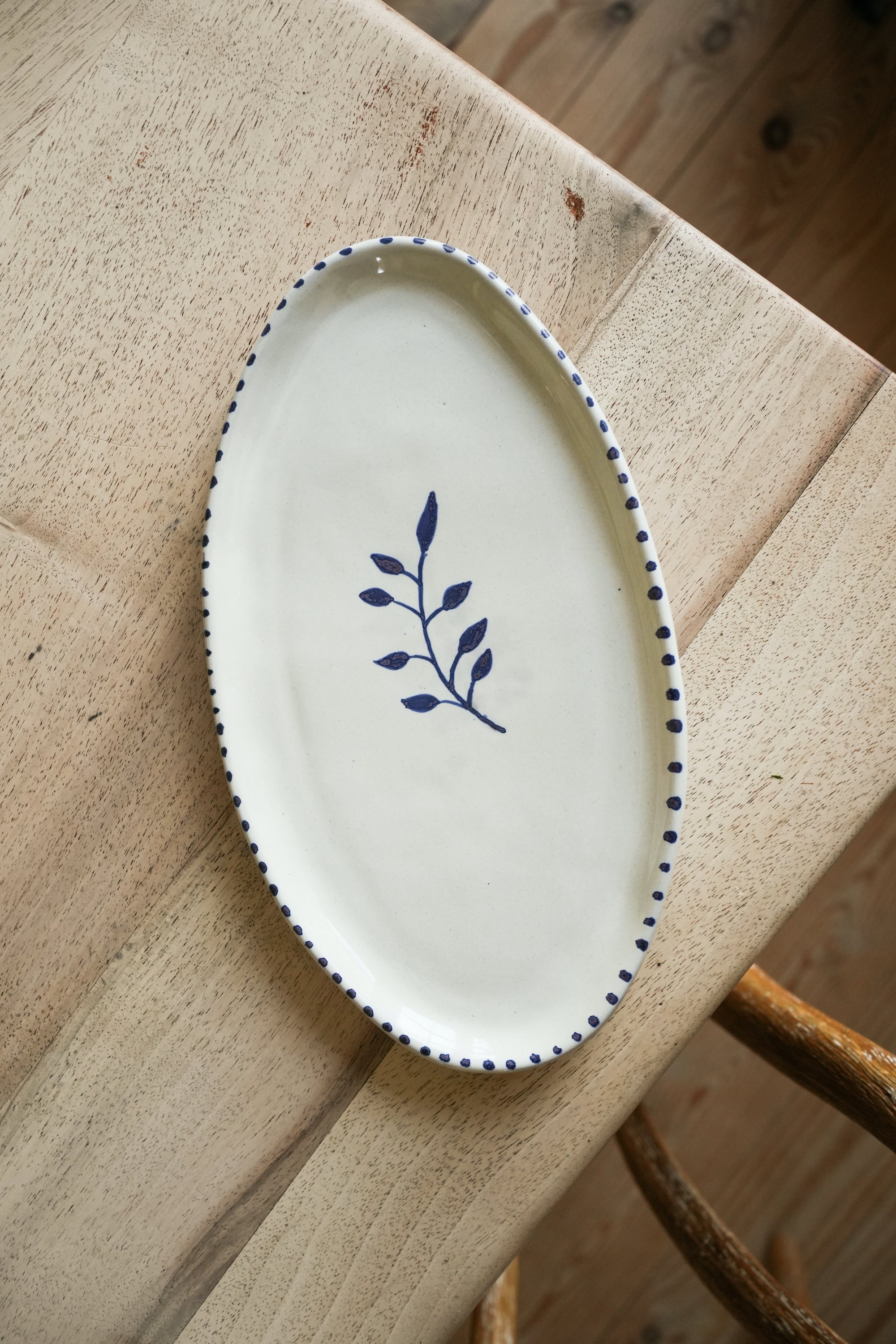 Hand Painted Botanic Oval Plate | Ink