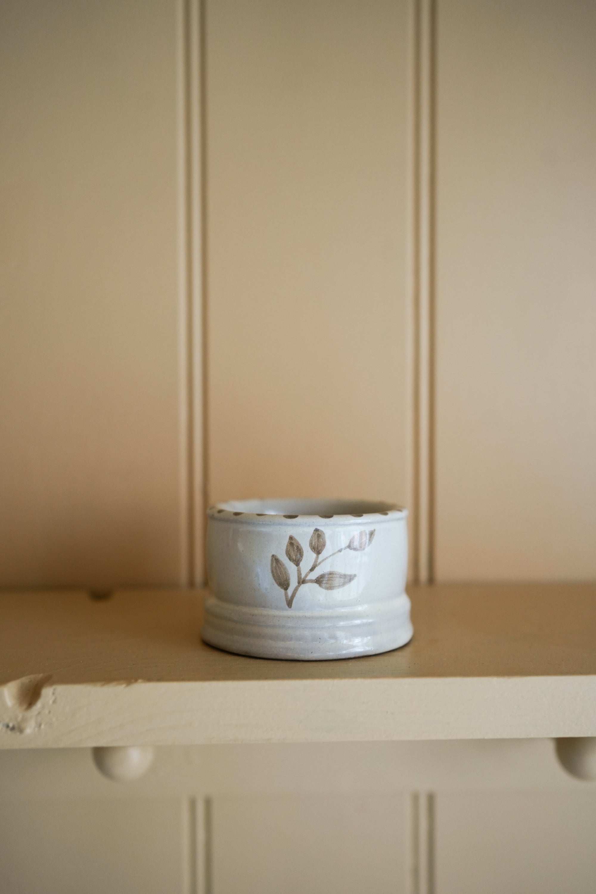 Hand Painted Botanic Tea Light/Dip Bowl | Taupe