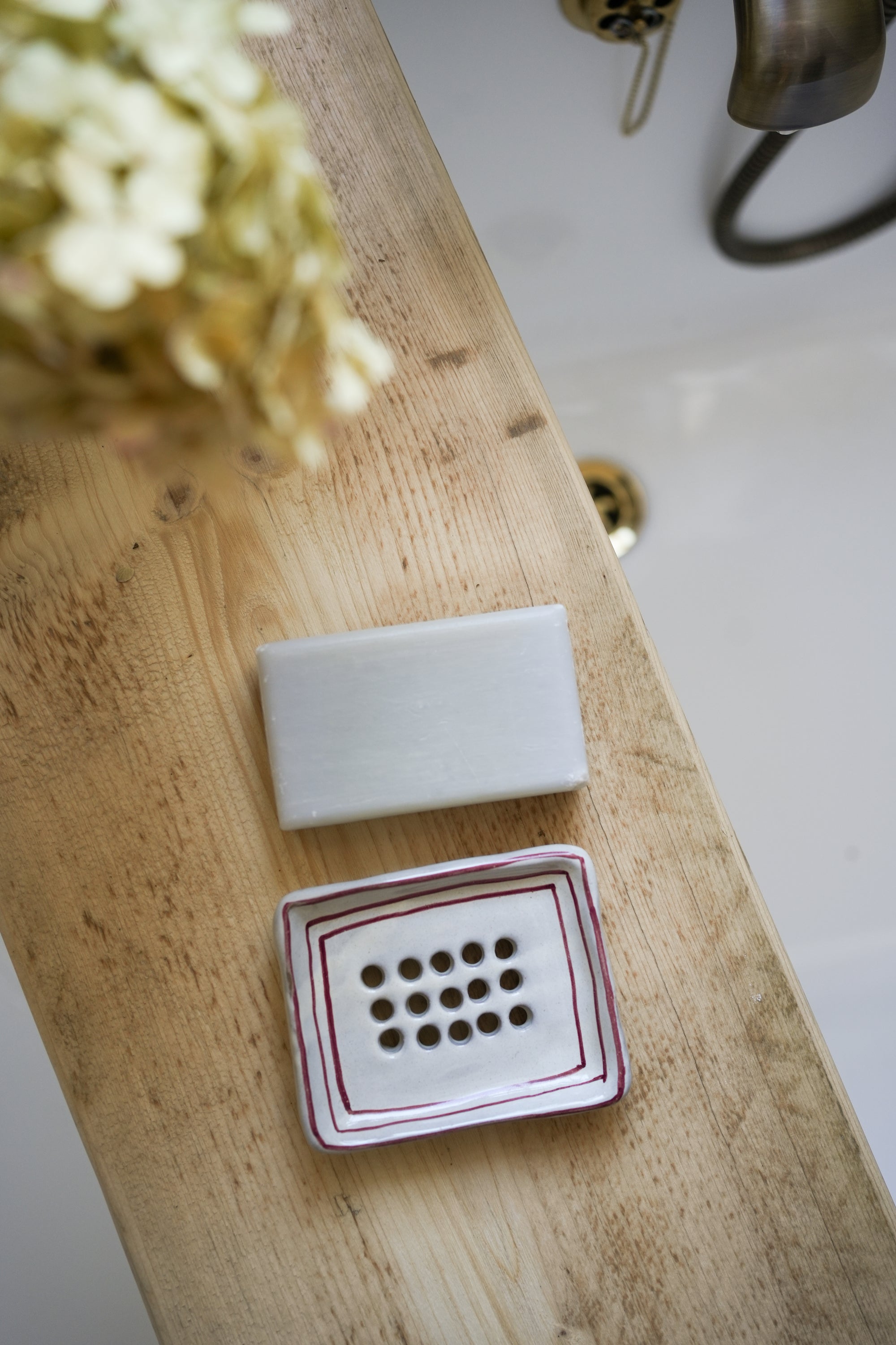 Hand Painted Breton Stripe Soap Dish | Brick