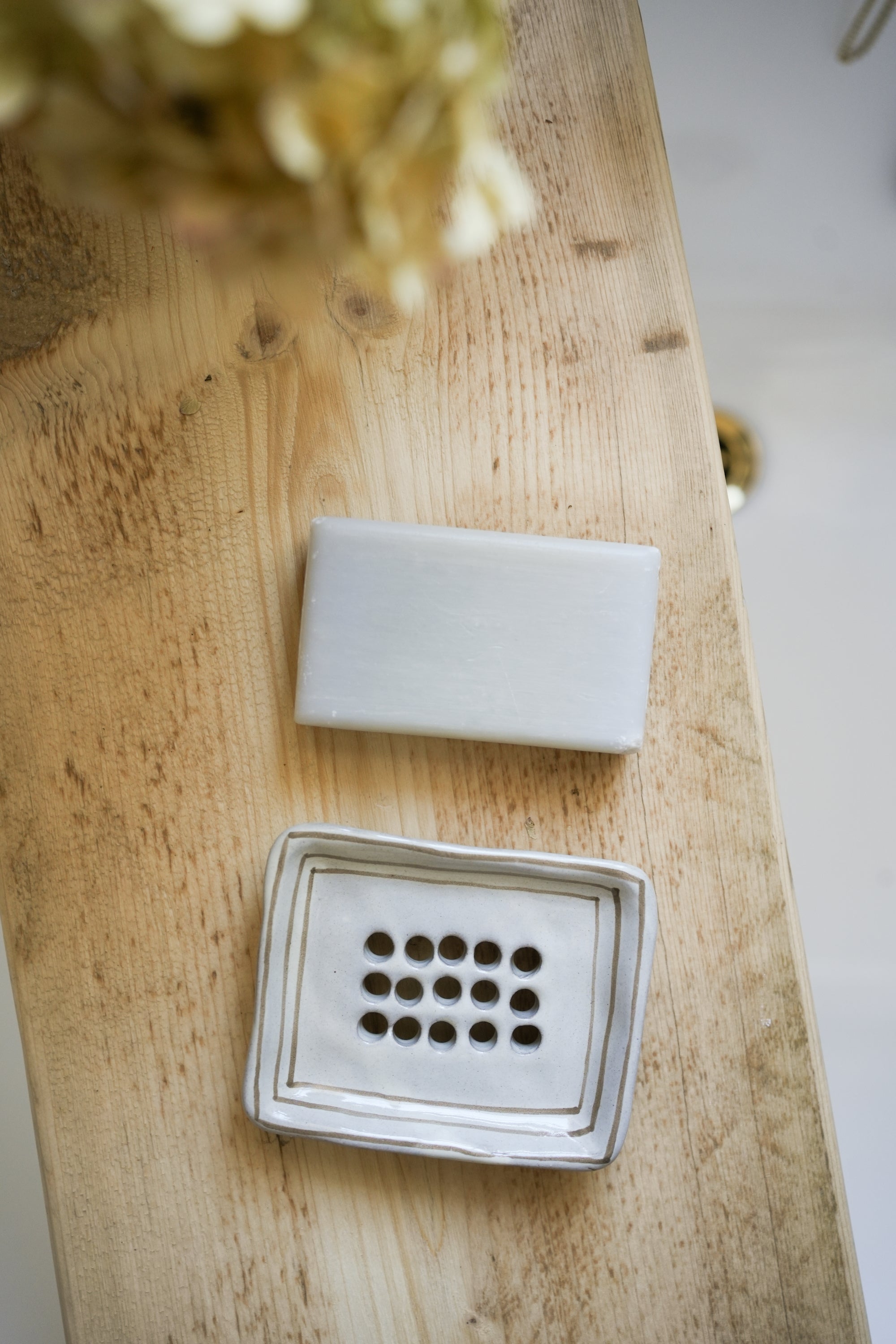 Hand Painted Breton Stripe Soap Dish | Taupe