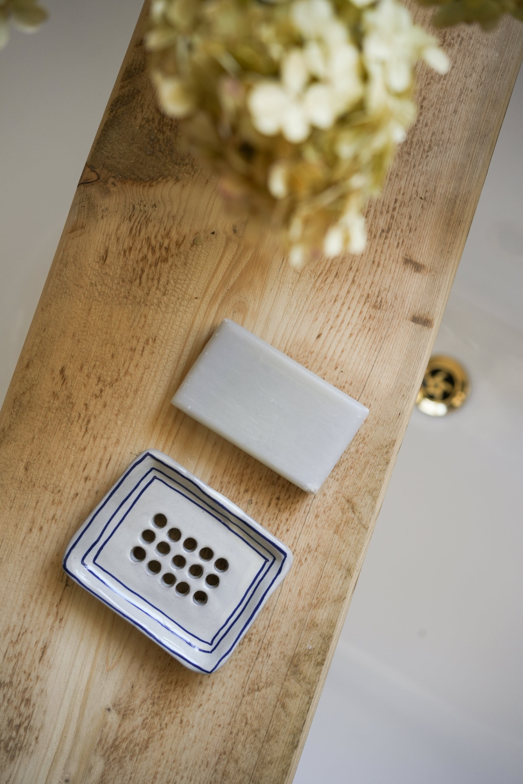 Hand Painted Breton Stripe Soap Dish | Ink