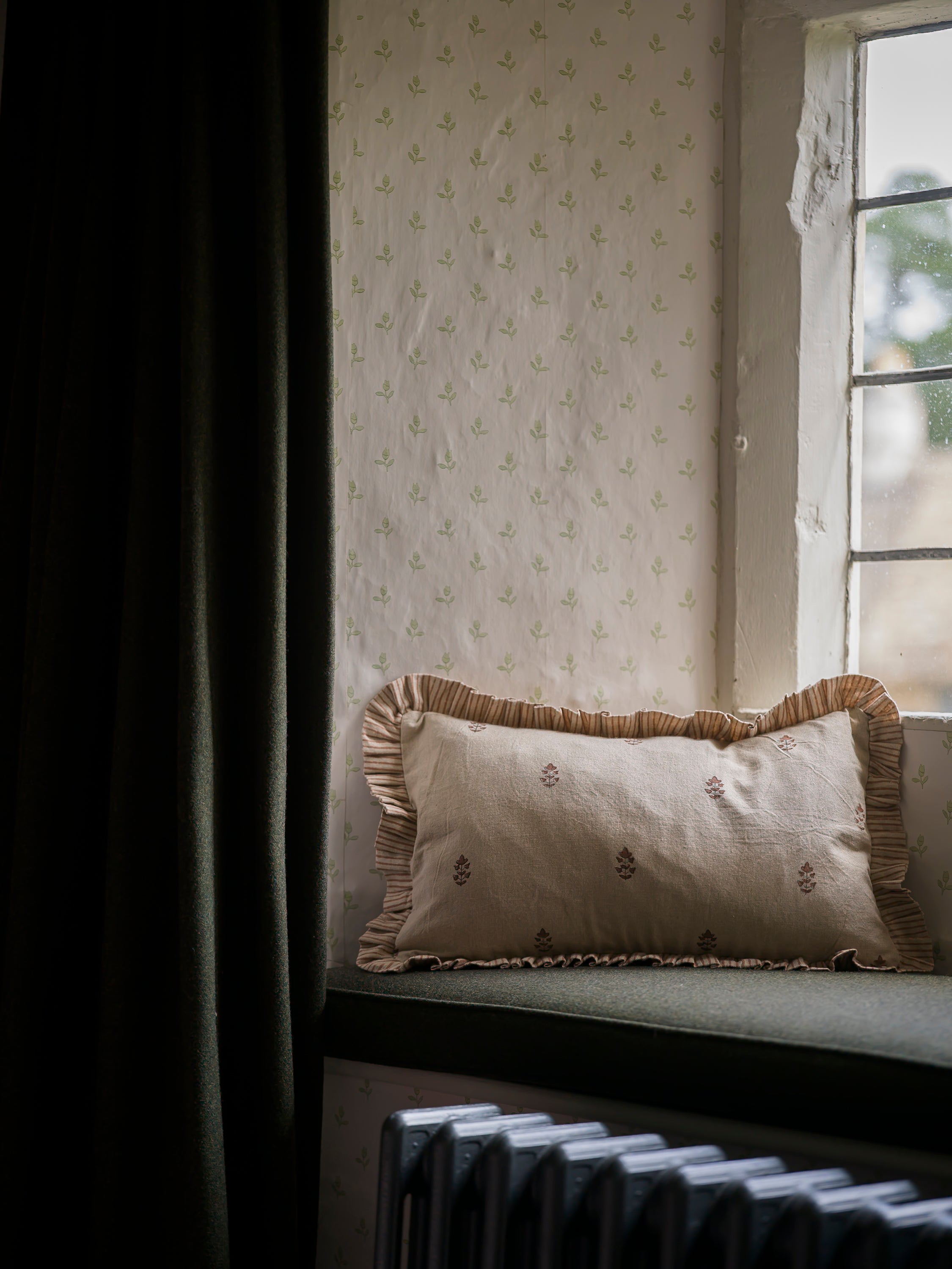 Sprig Block Print Cushion | Brick