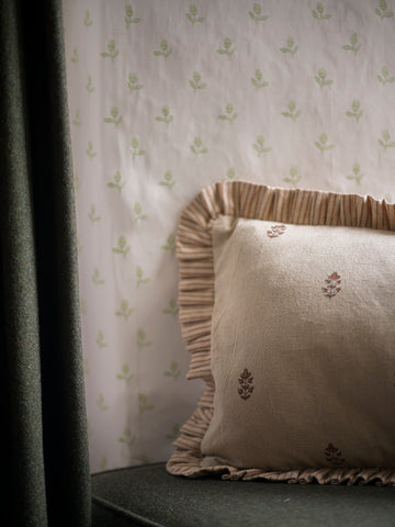 Sprig Block Print Cushion | Brick