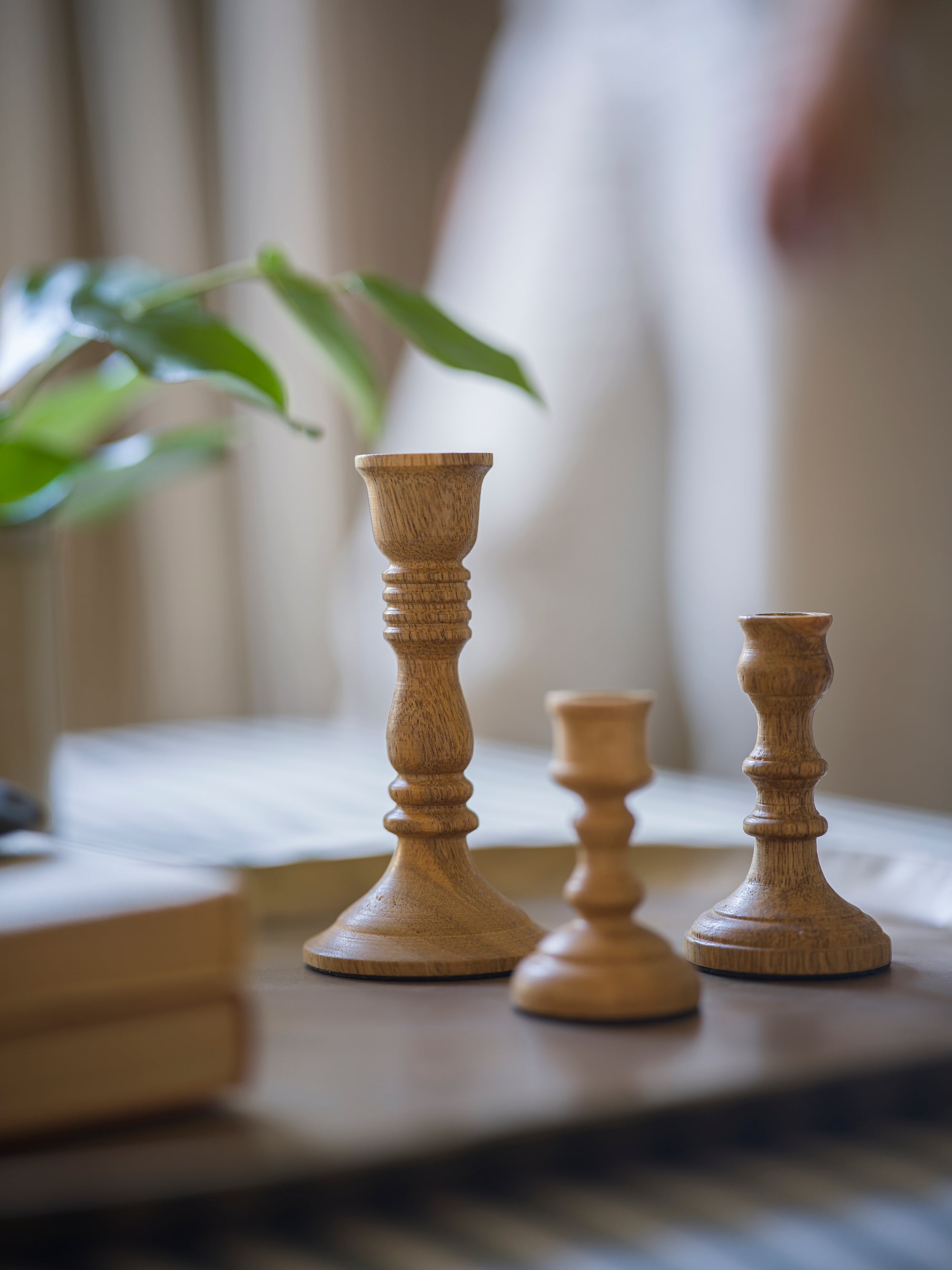 Wooden Candle holders - Set of 3