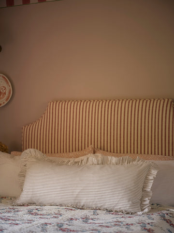 Striped Bolster Cushion with Frill