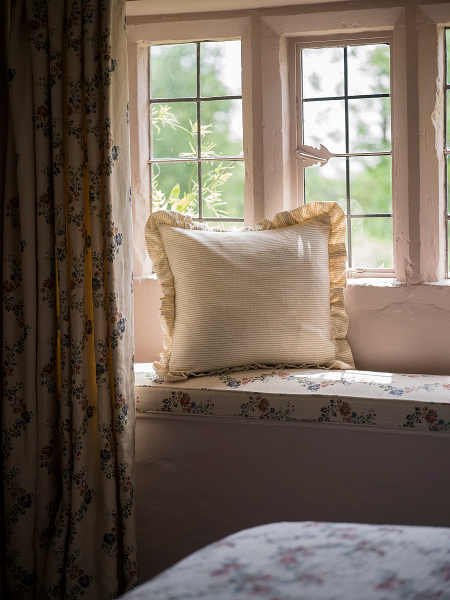 Stripe Frill Cushion | Taupe