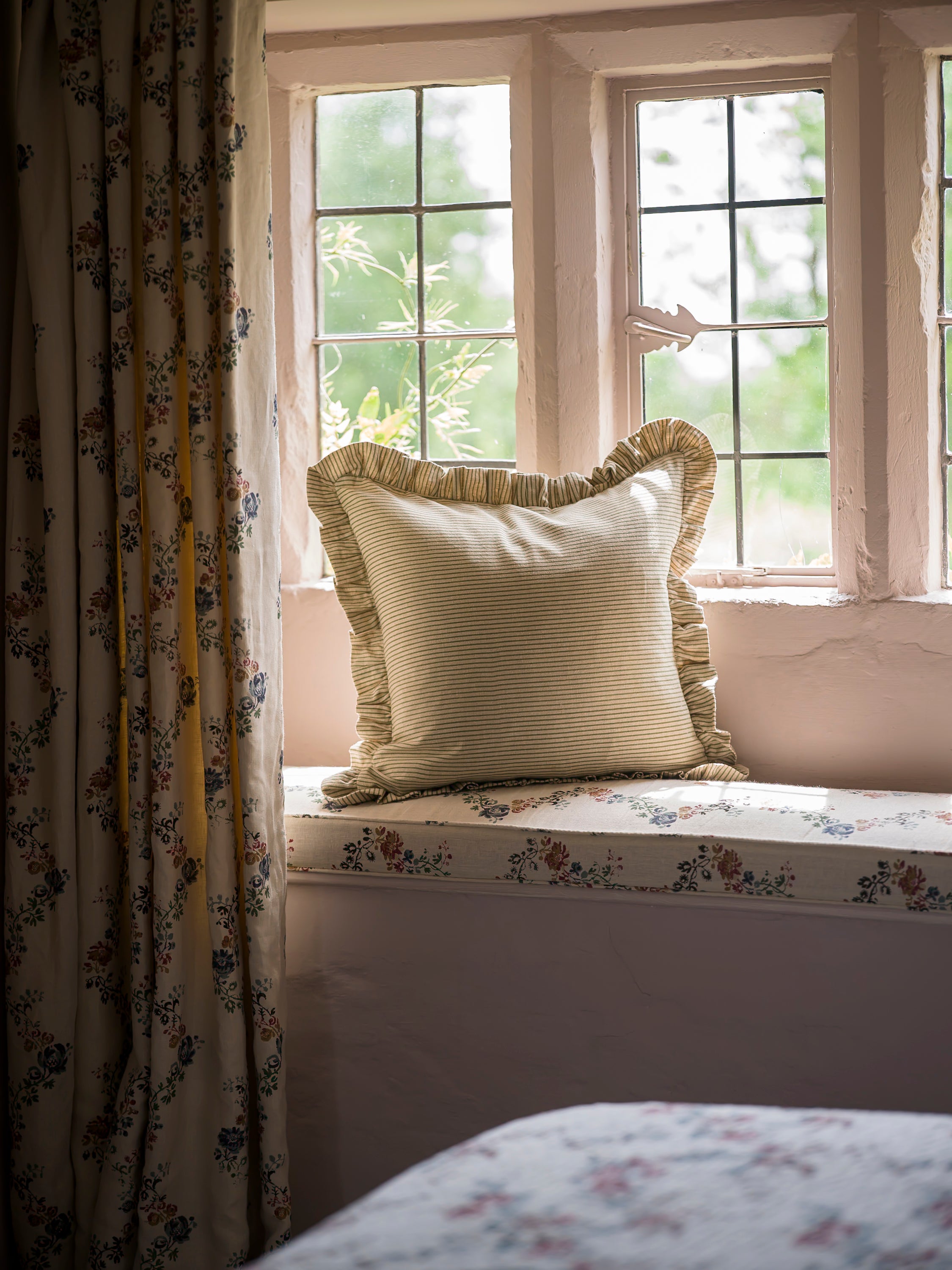Stripe Frill Cushion | Forest