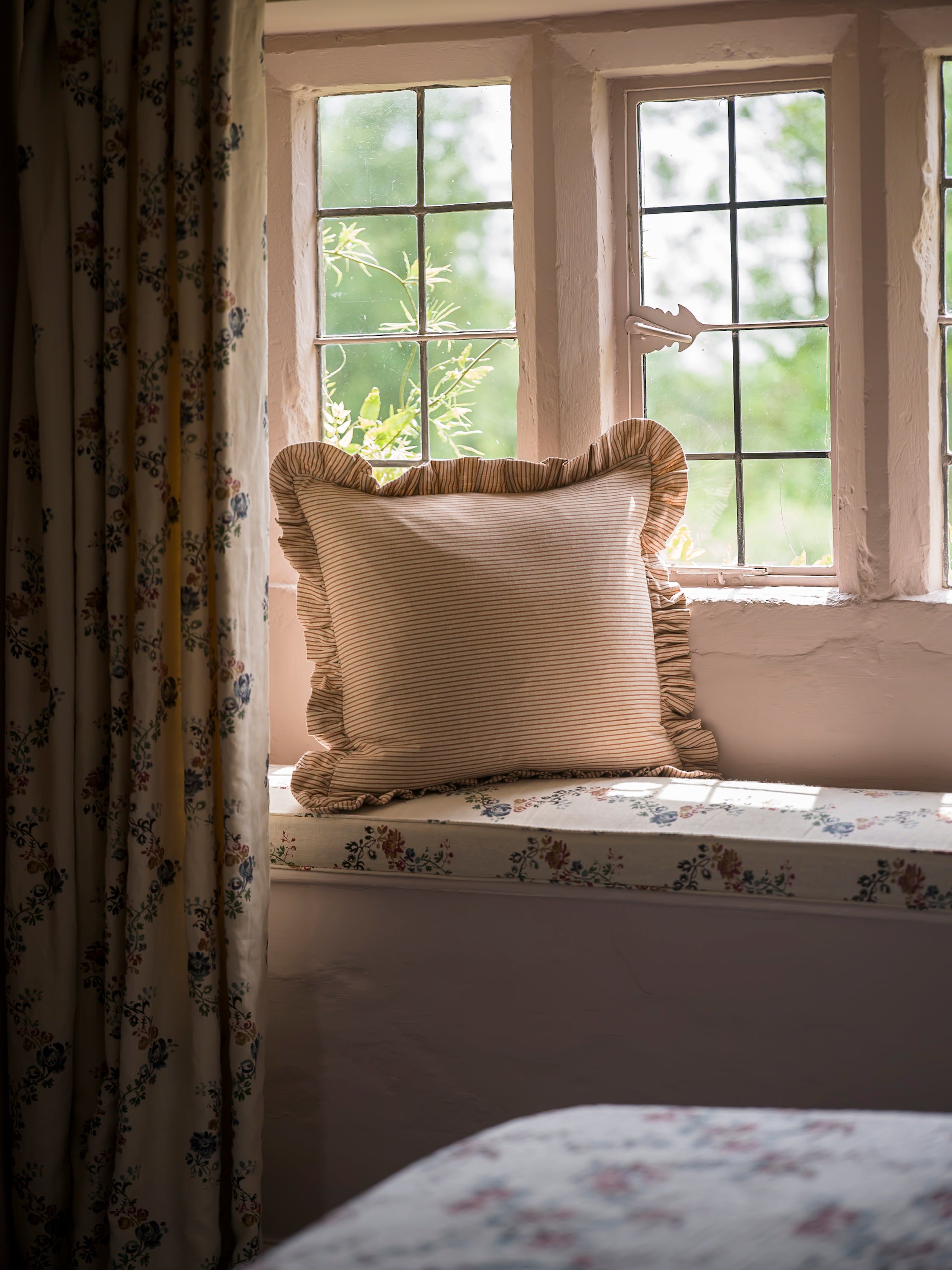 Stripe Frill Cushion | Brick