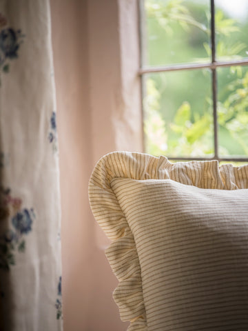 Stripe Frill Cushion | Taupe