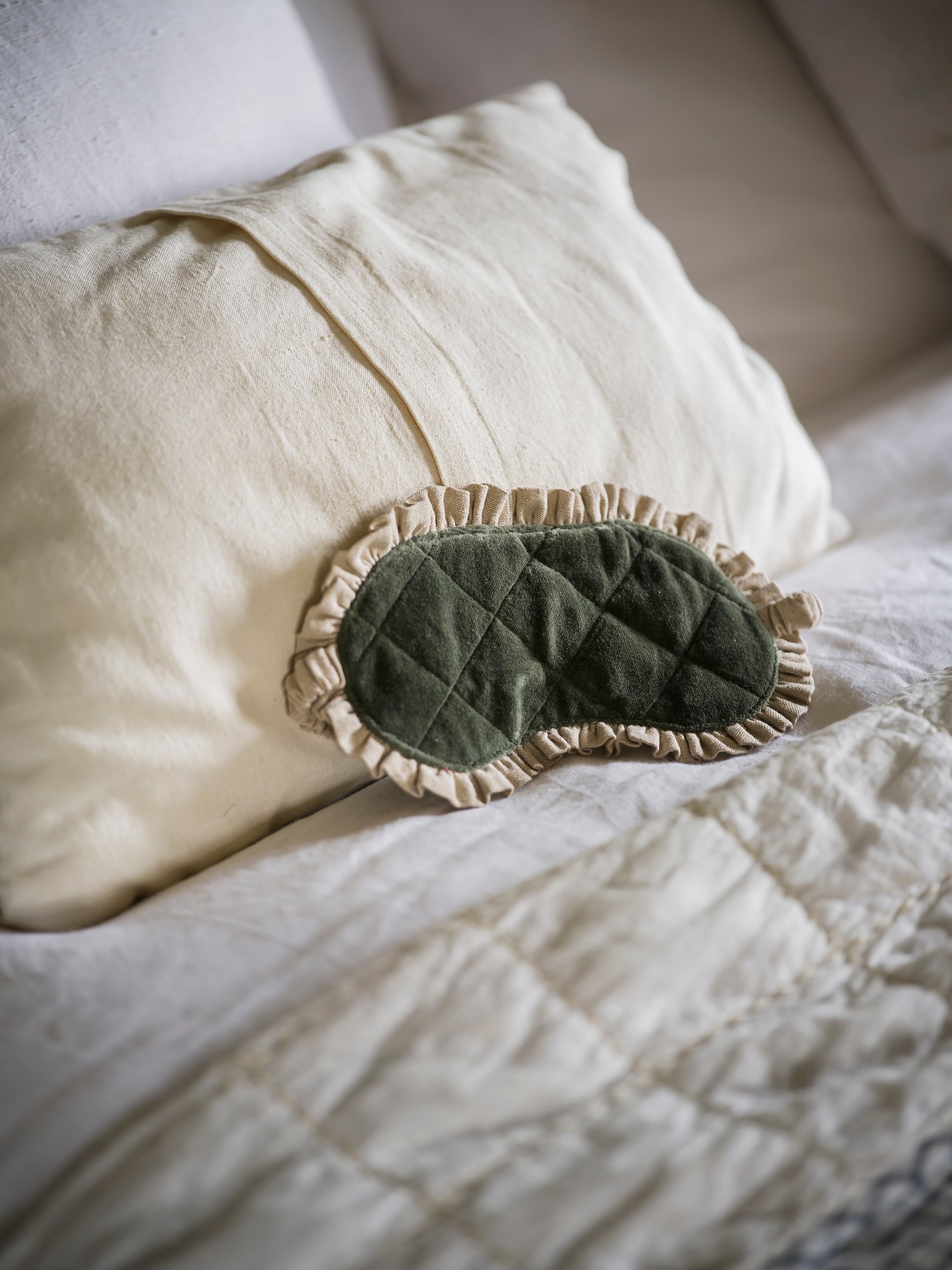Indian Cotton Velvet & Linen Eye Mask | Moss