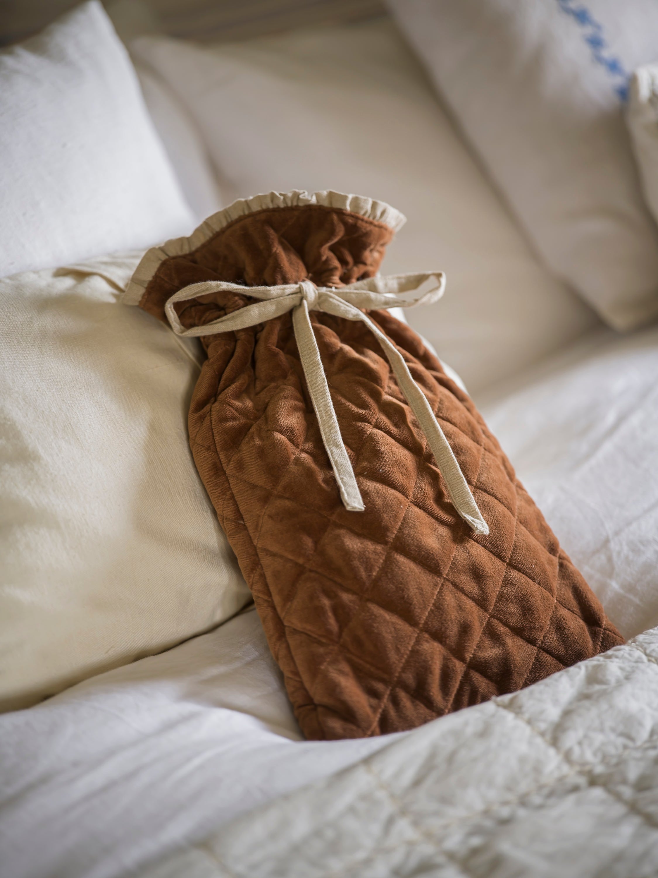 Indian Cotton Velvet & Linen Hot Water Bottle | Ginger