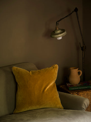 Indian Cotton Velvet Cushion | Gold