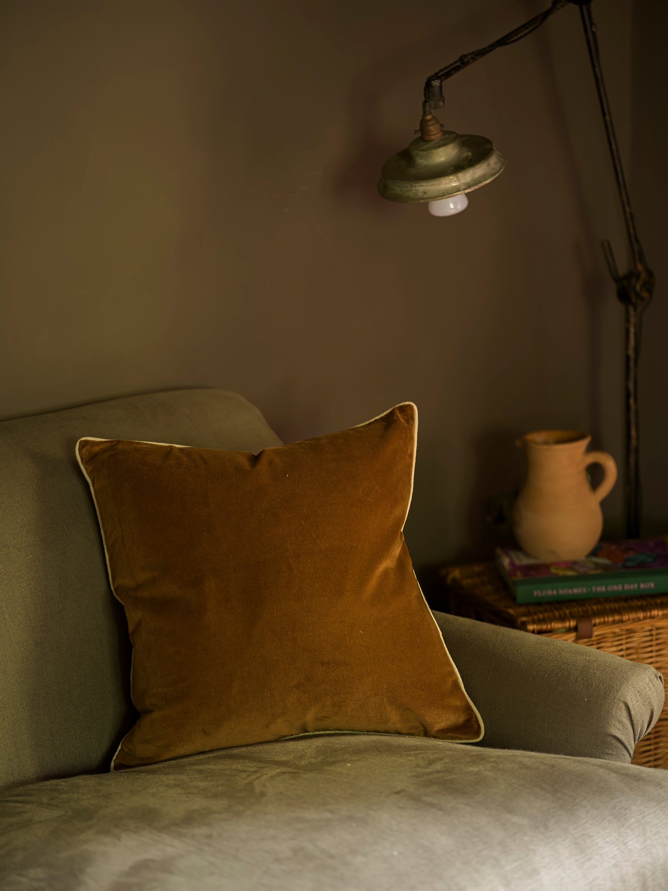 Square Indian Cotton Velvet Cushion | Ginger