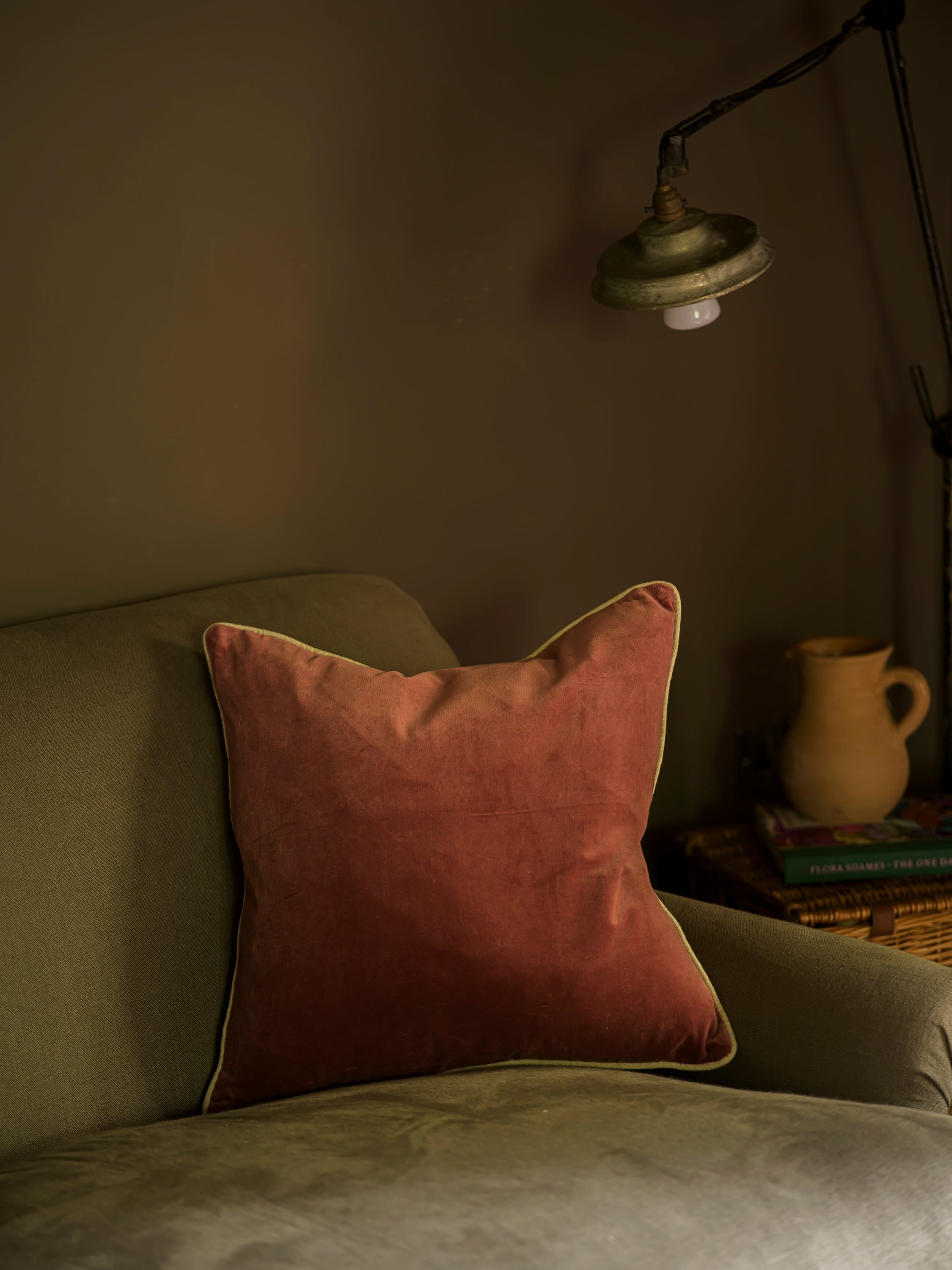 Square Indian Cotton Velvet Cushion | Pomegranate