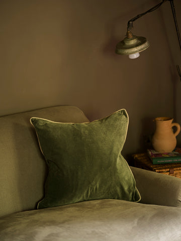 Indian Cotton Velvet Cushion | Moss