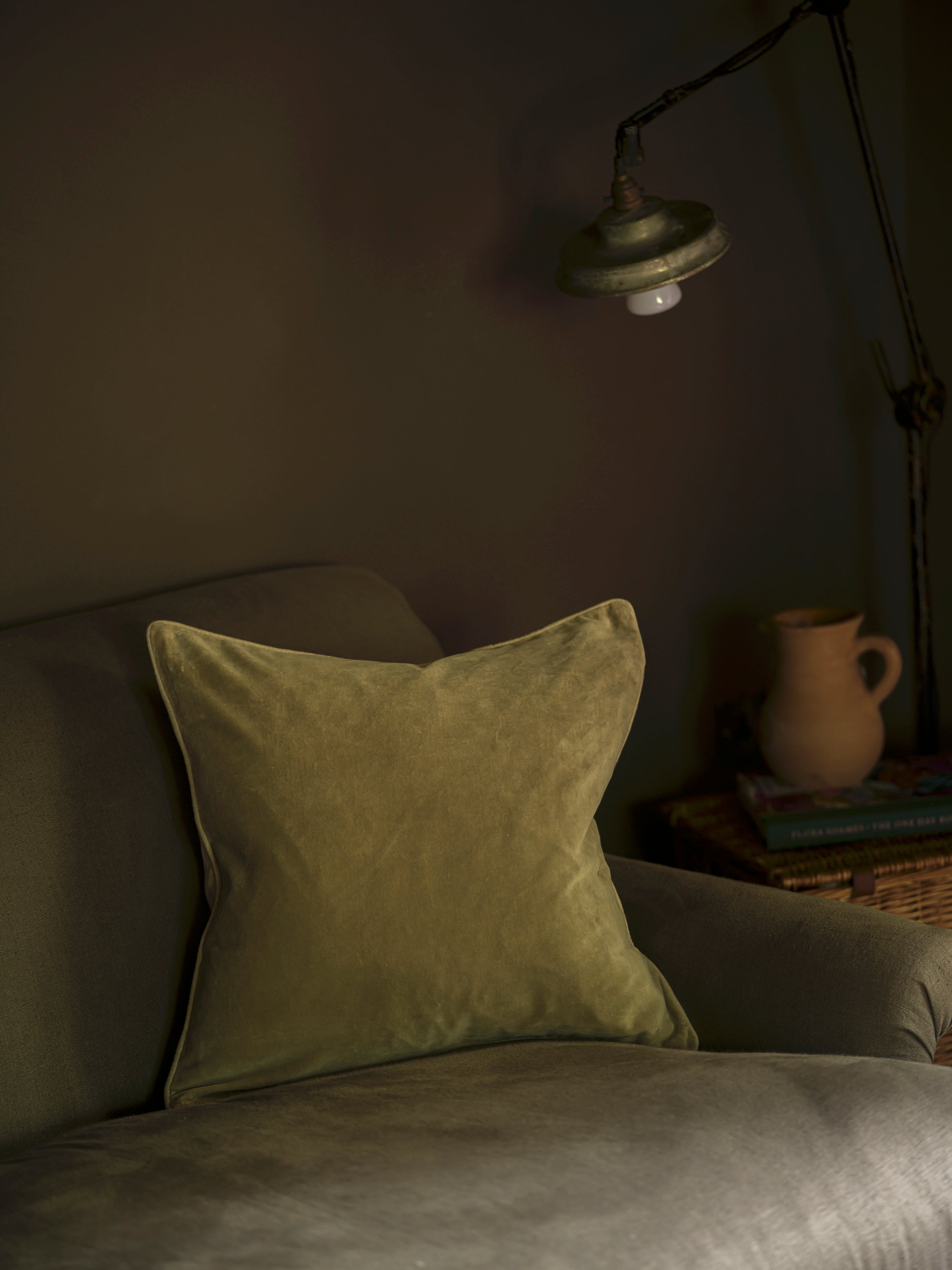 Square Indian Cotton Velvet Cushion | Taupe