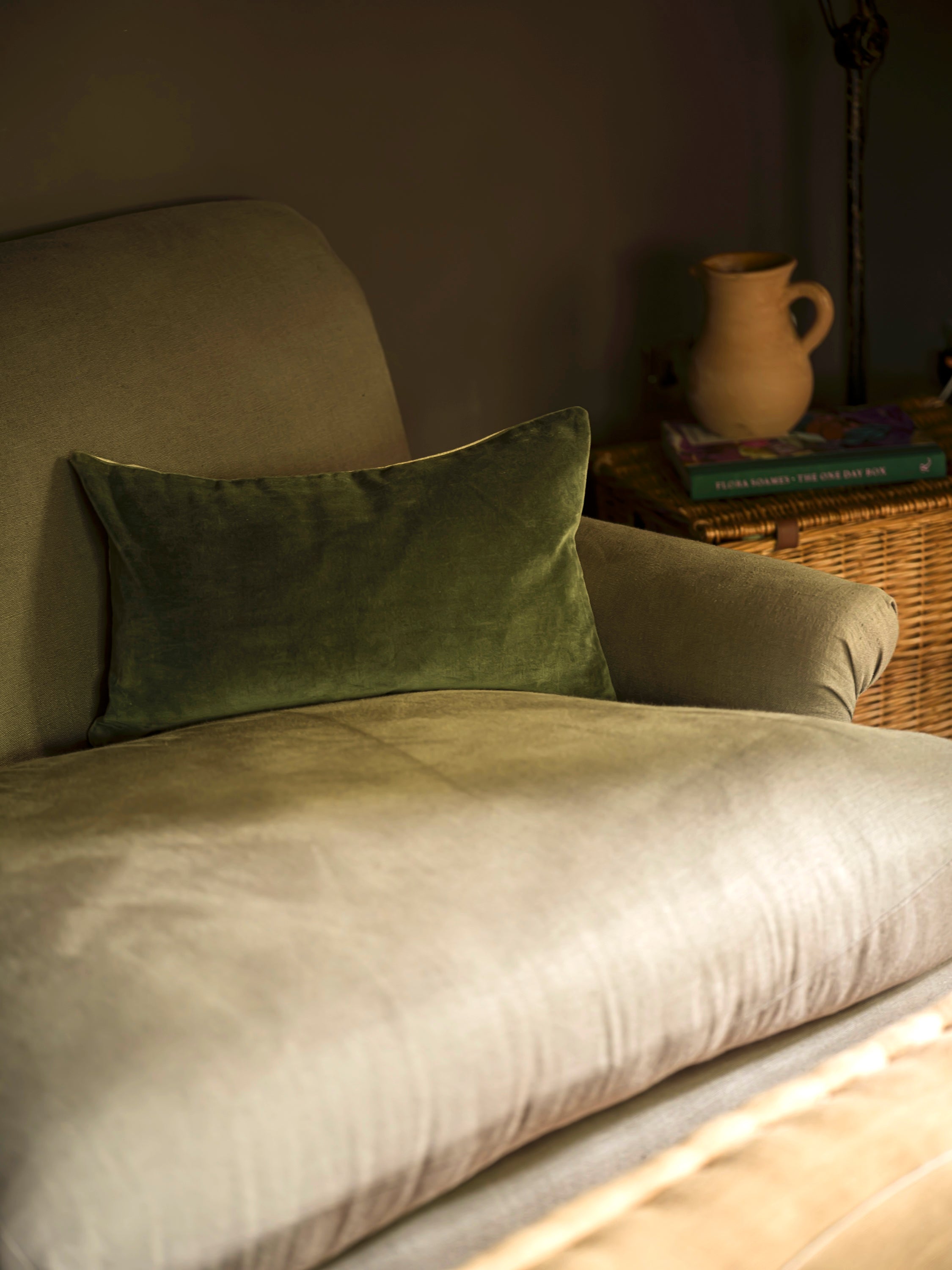 Indian Cotton Velvet Cushion | Moss