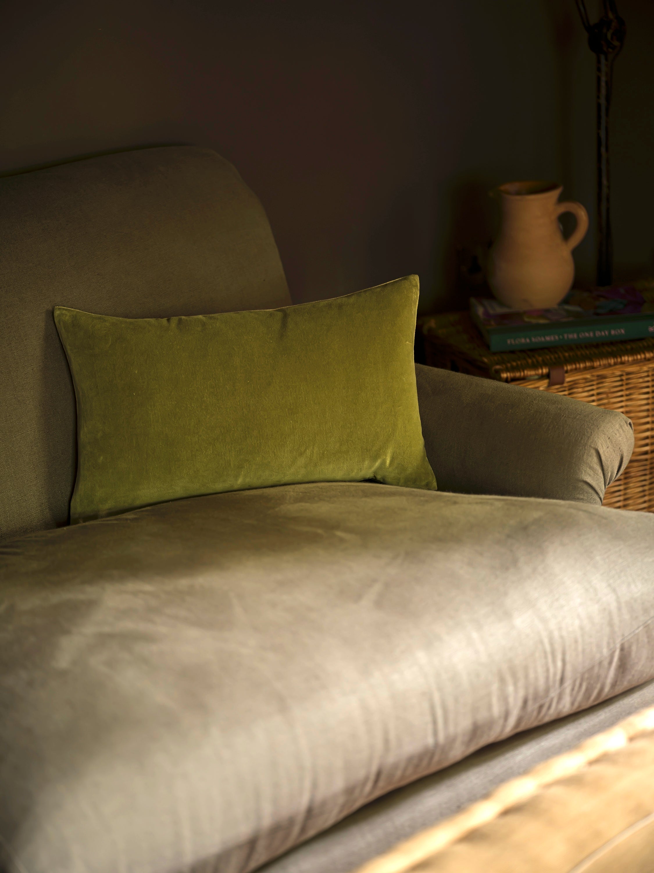 Indian Cotton Velvet Cushion | Lichen