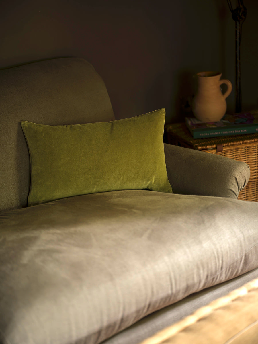 Indian Cotton Velvet Cushion | Lichen