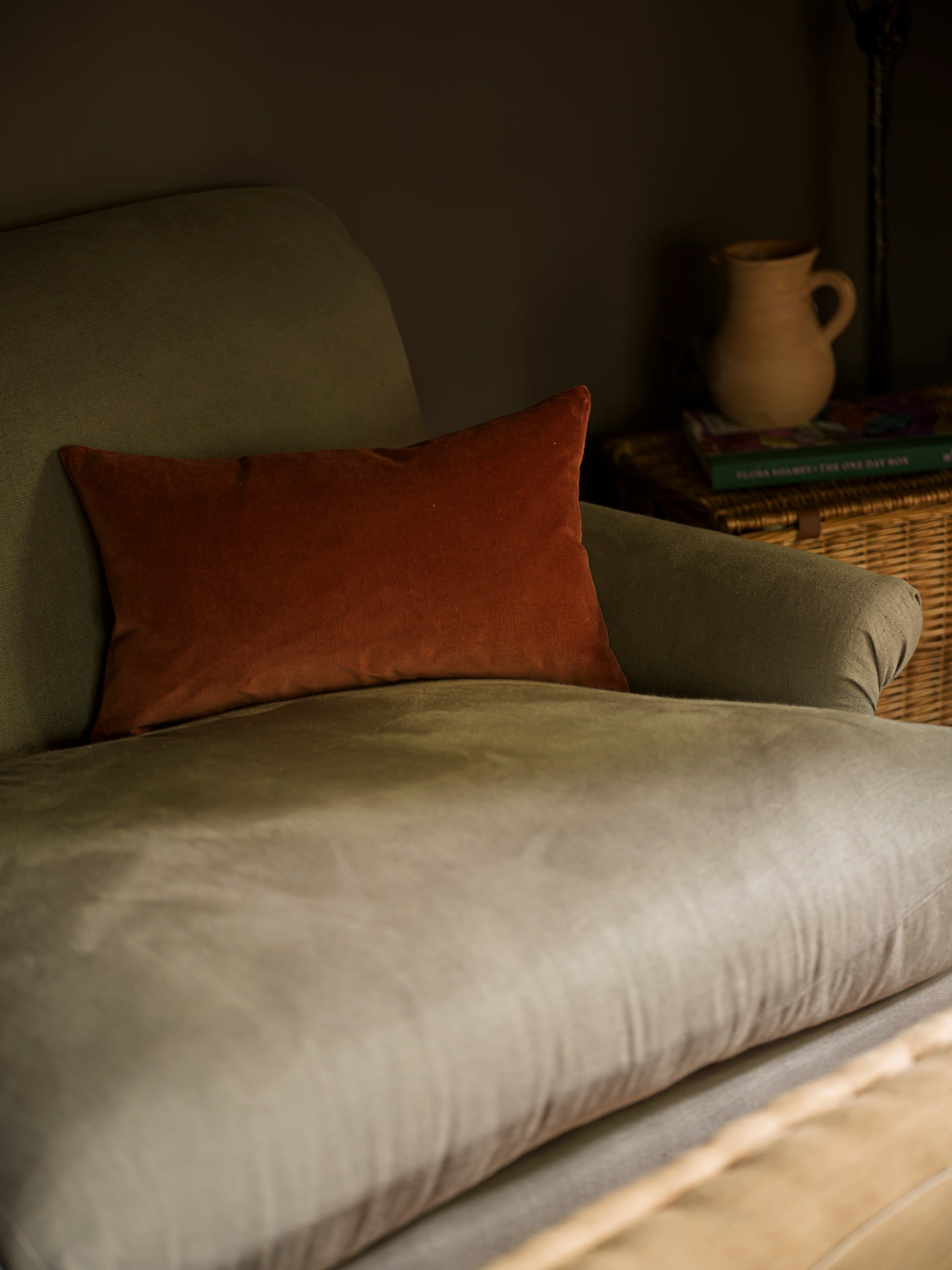 Indian Cotton Velvet Cushion | Rust