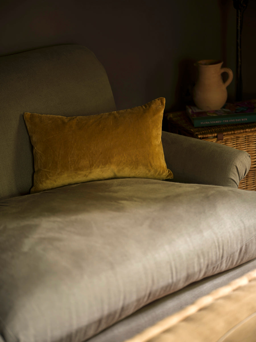 Indian Cotton Velvet Cushion | Gold