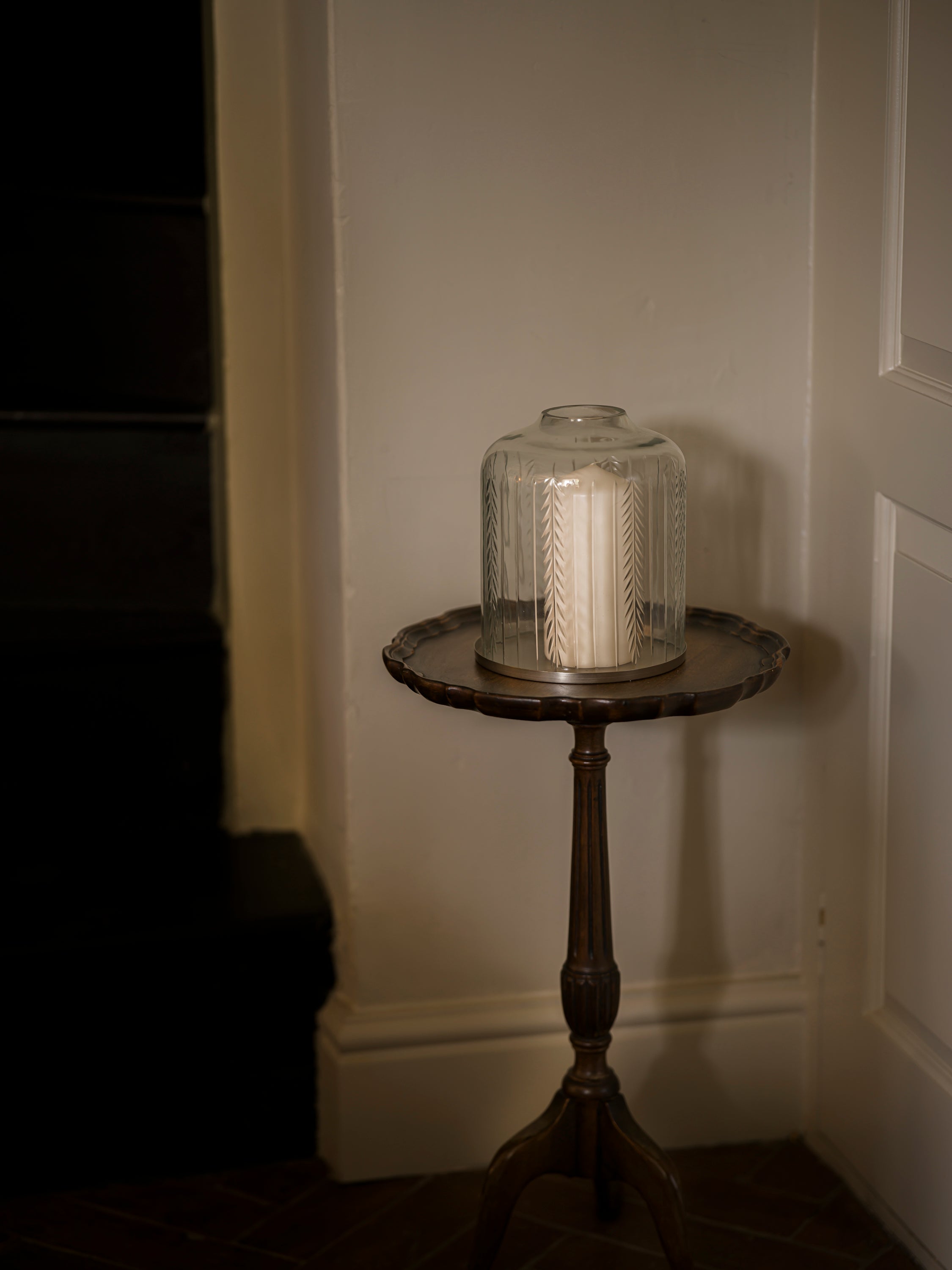 Handblown Candle Dome | Large, Scandi Stripe