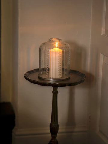 Handblown Candle Dome | Large, Scandi Stripe