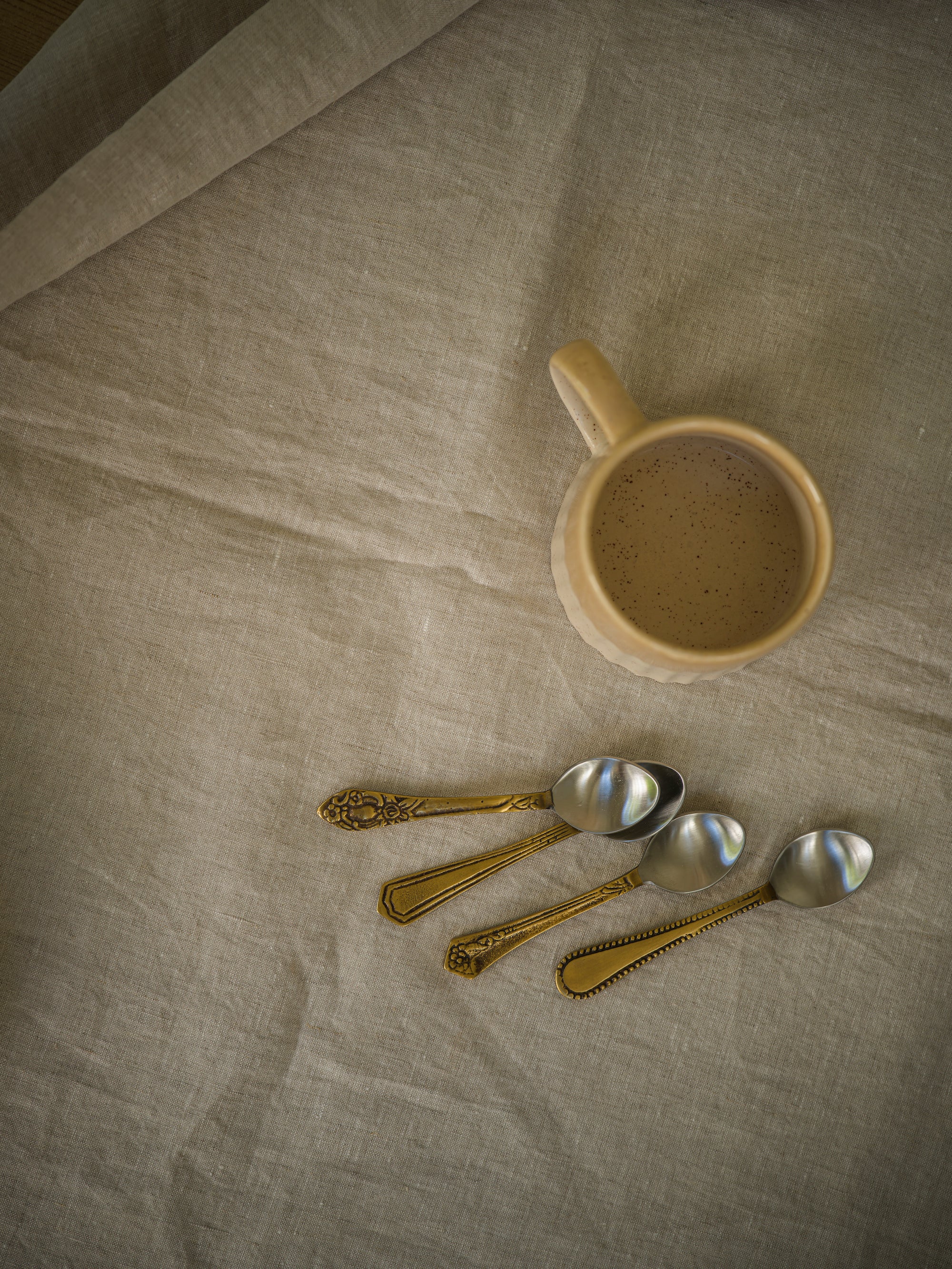 Antique Style Brass Set of 4 teaspoons