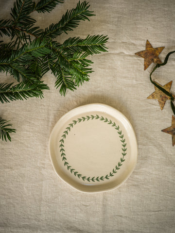 Hand Painted Wreath Snack Plate