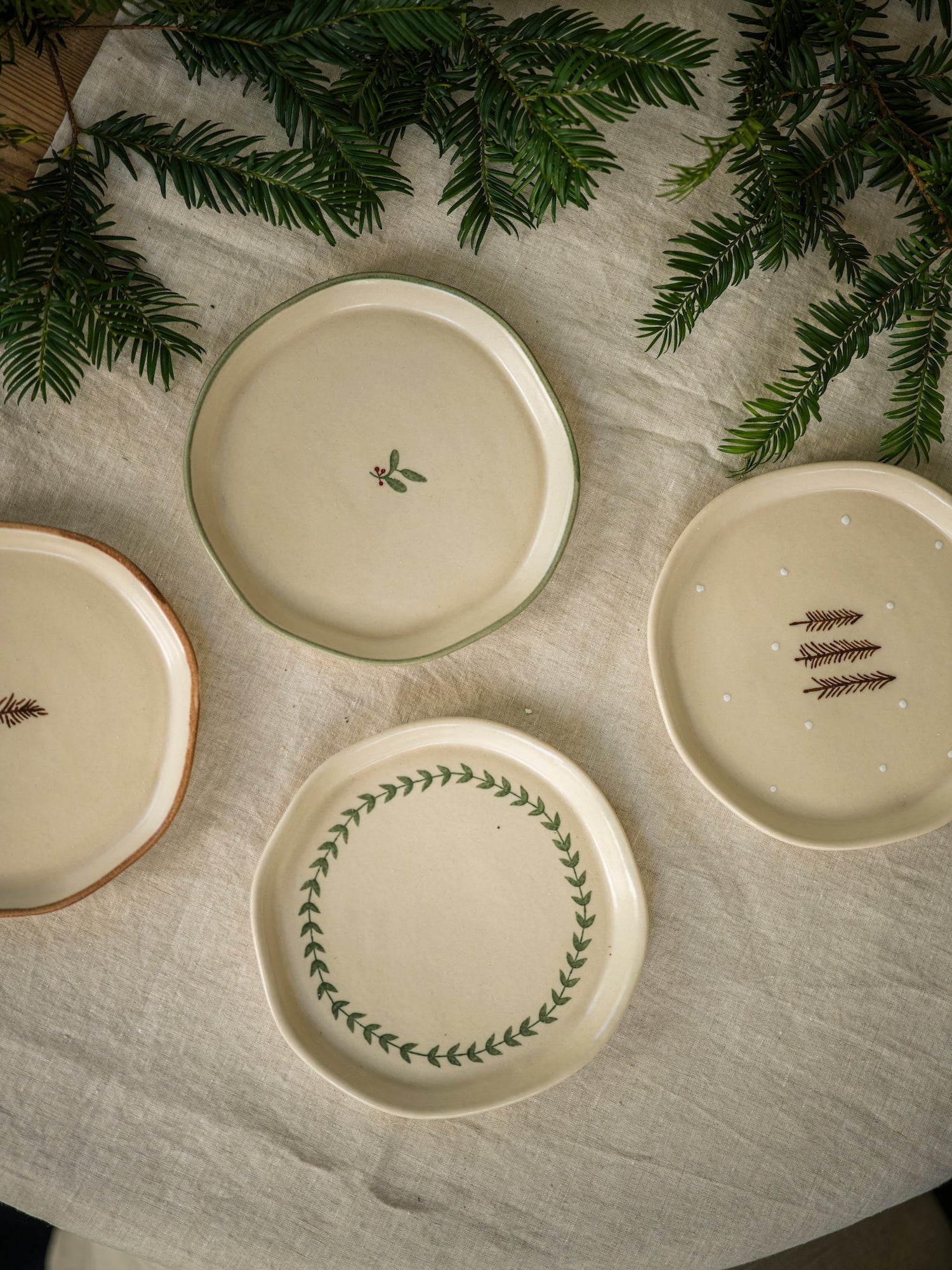 Hand Painted Pine Snack Plate