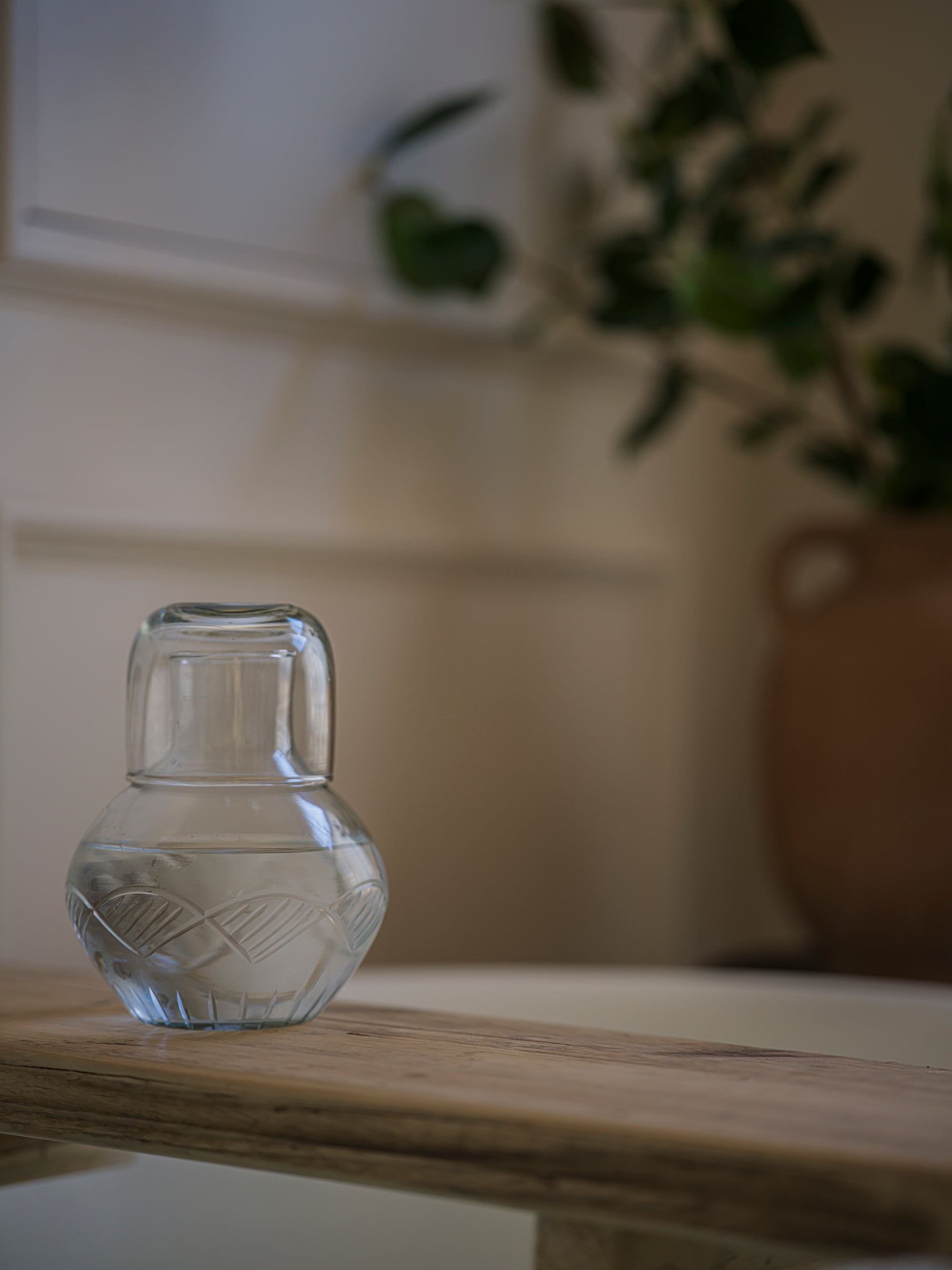 Handblown Carafe and Glass Set - Scalloped