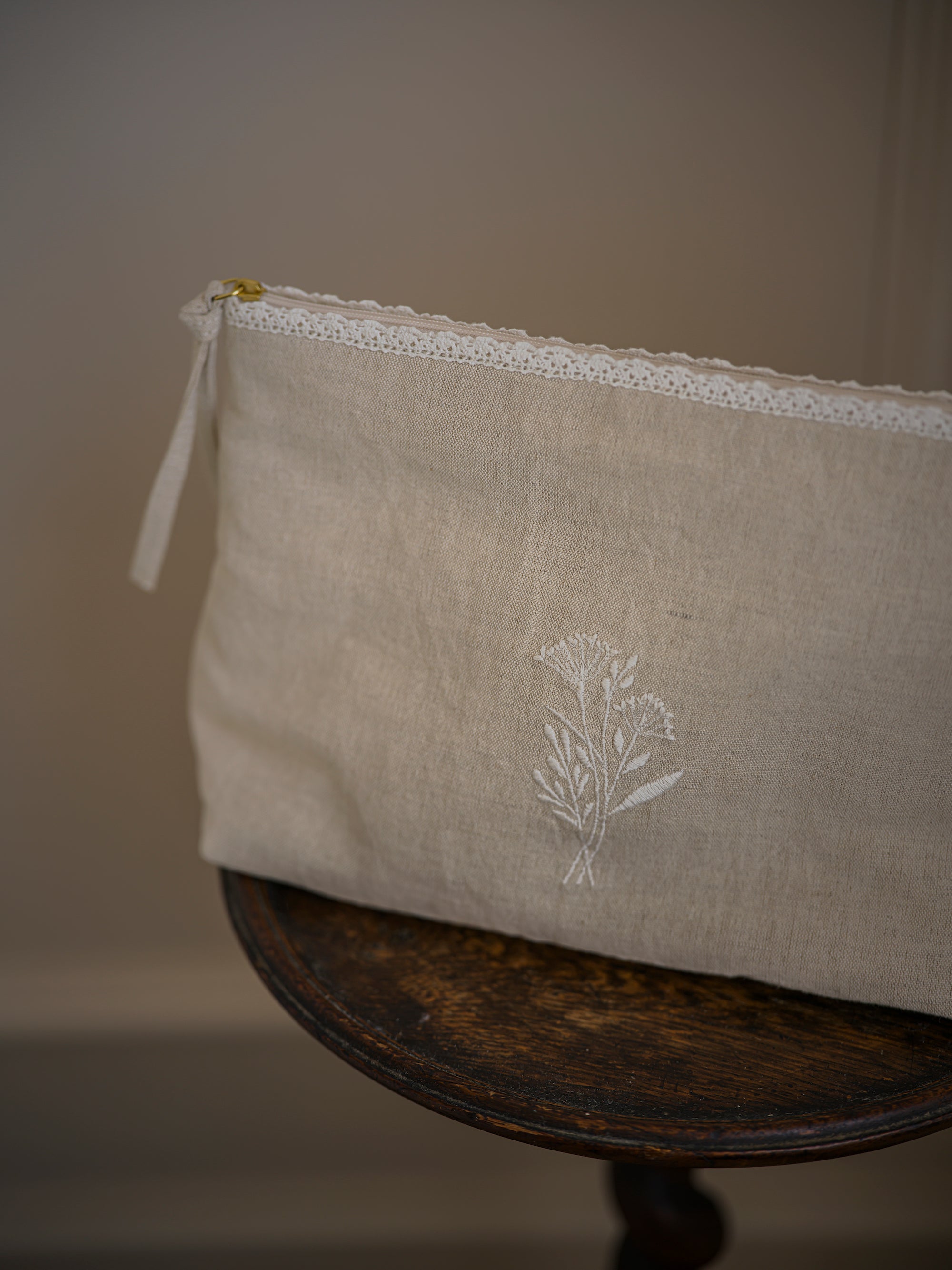 Linen & Lace Cosmetic Pouch