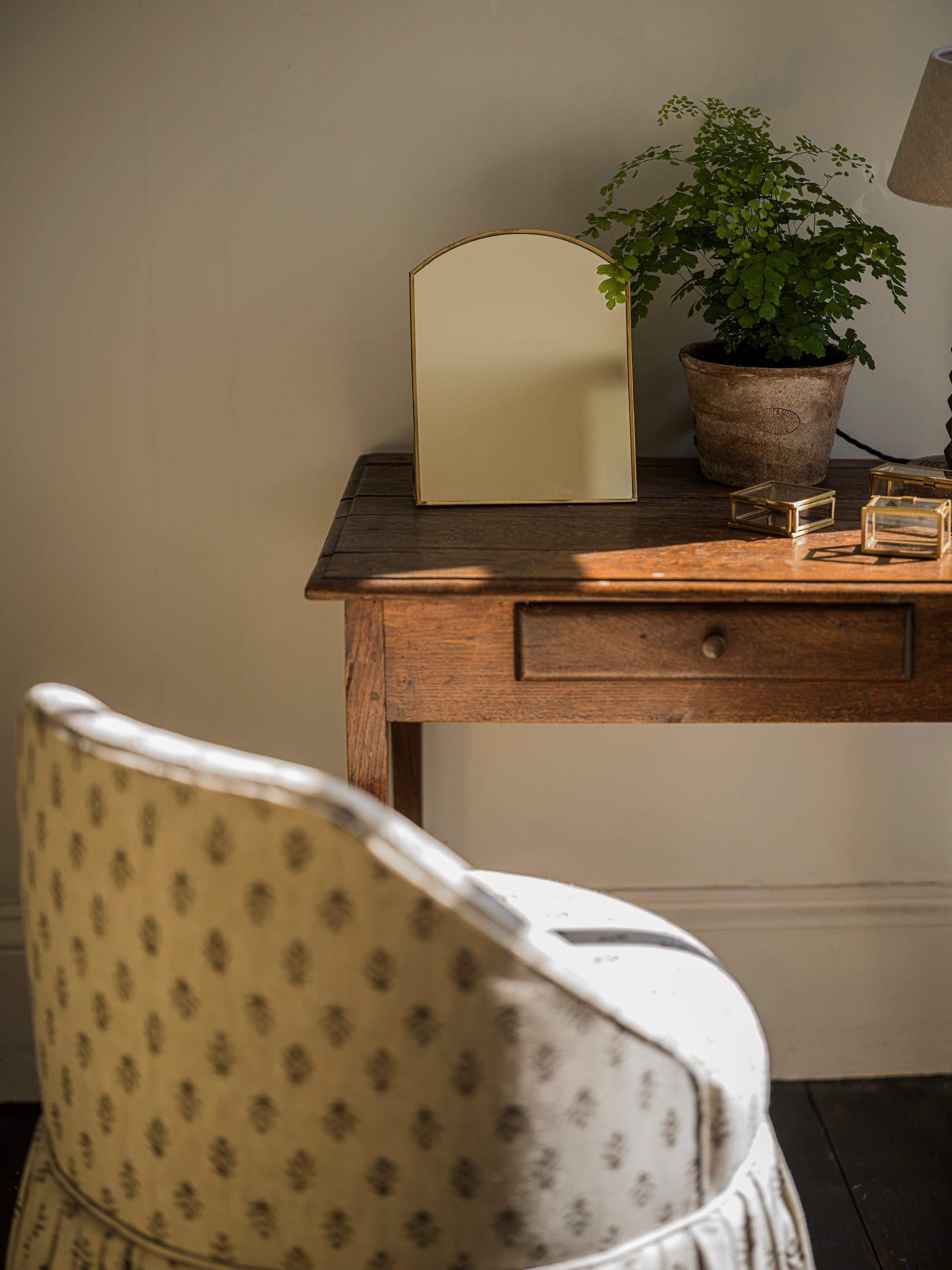 Antique Brass Stand Up Brass Mirror