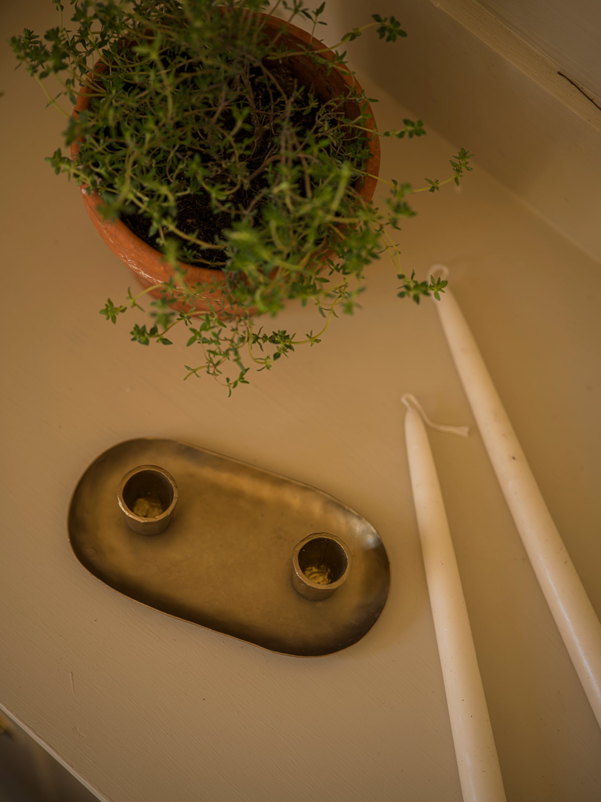 Antique Brass 2 Dinner Candle Plate