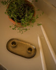 Antique Brass 2 Dinner Candle Plate