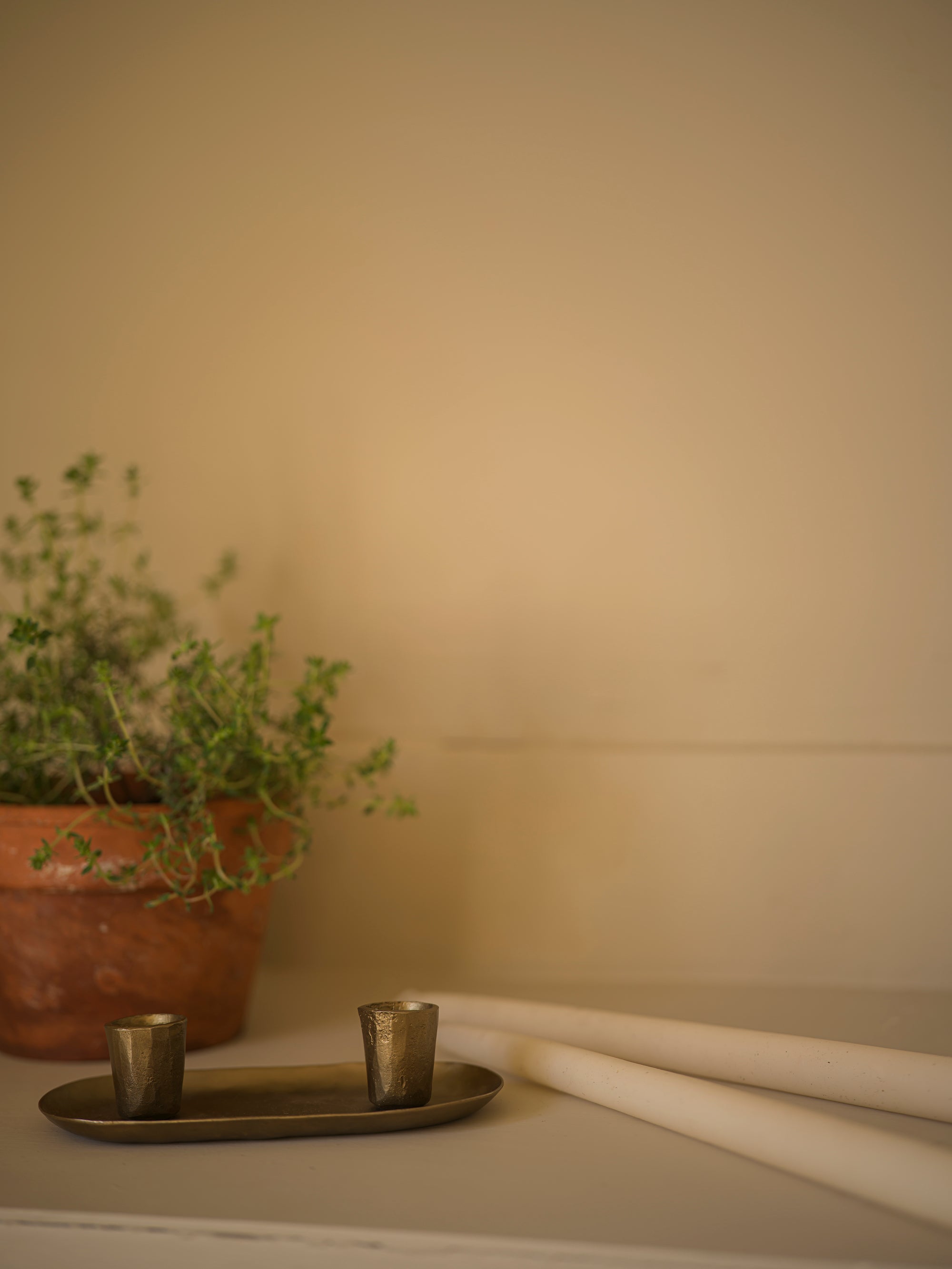 Antique Brass 2 Dinner Candle Plate