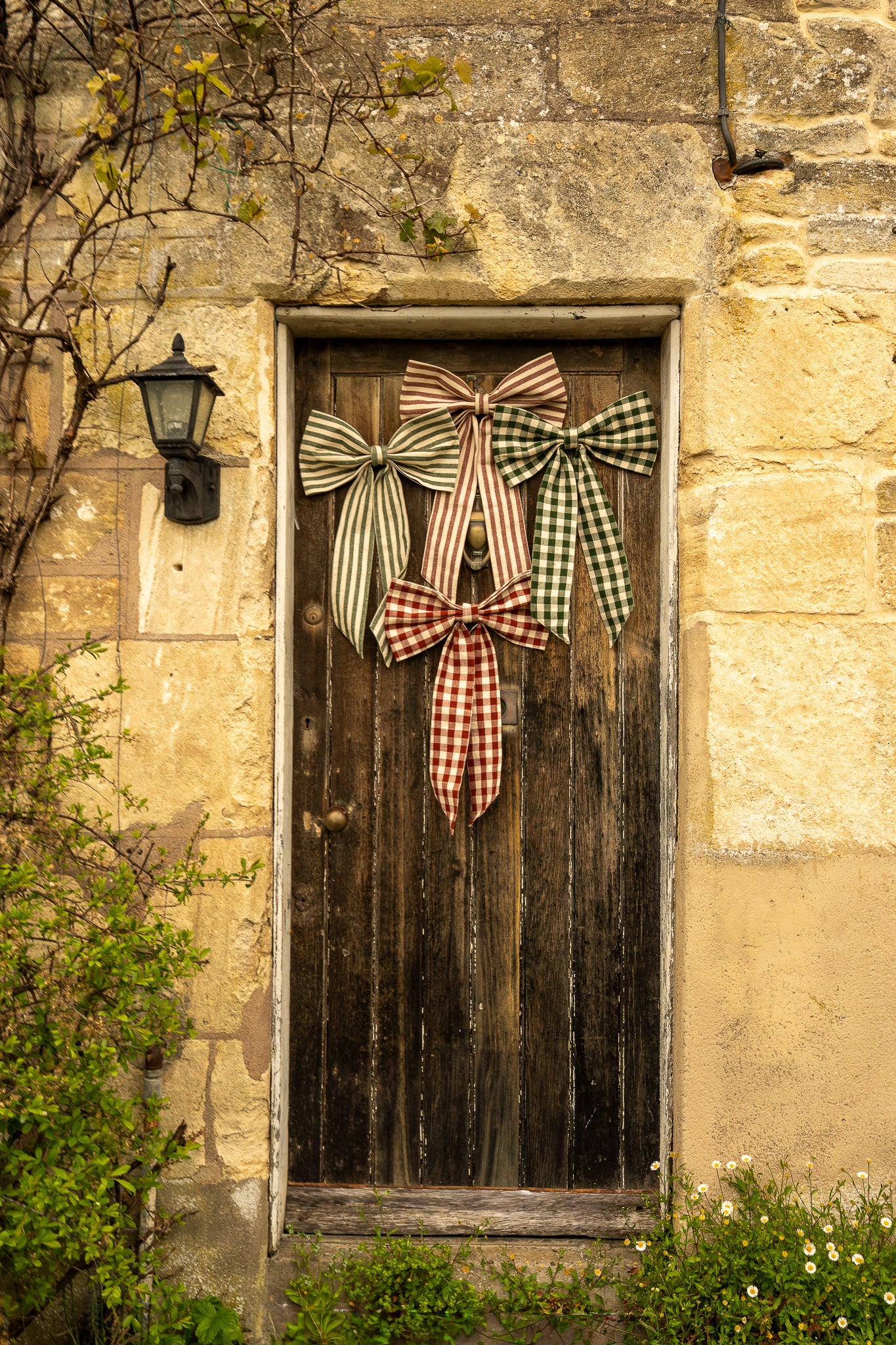Large Stripe Bow - Winter Berry
