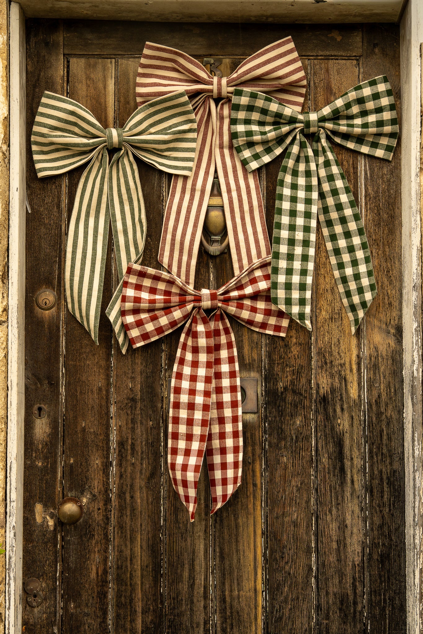 Large Stripe Bow - Winter Berry