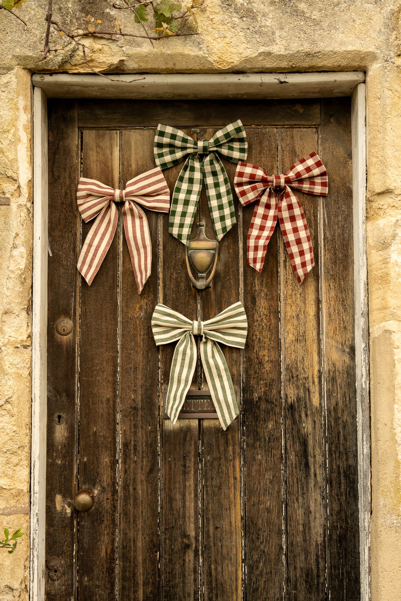 Small Stripe Bow - Pine Green