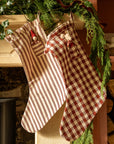 The Pocket Ruffle Stocking - Stripe in Winter Berry