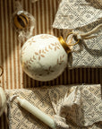 Hand-Painted Baubles with Velvet Ribbon - Taupe