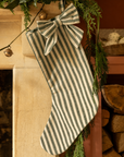 The Bow Stocking - Stripe in Pine Green