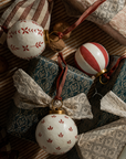 Hand-Painted Baubles with Velvet Ribbon - Red